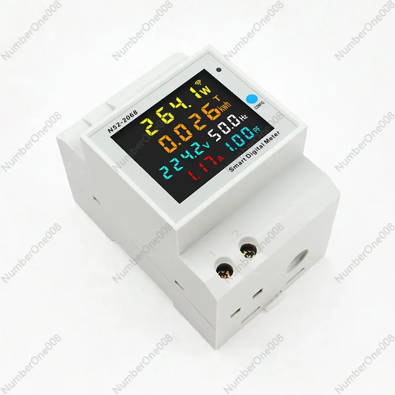 N52-2068WIFI Smart Meter Household Electric Meter Voltmeter Ammeter Power Remote Digital Display Rail Meter