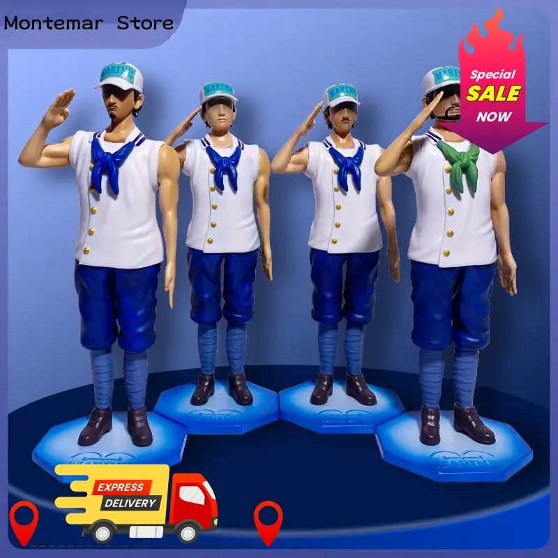 원피스 4pcs 새로운 세기 해군 군인 인사 애니메이션 피규어 모델 동상 컬렉션 데스크탑 장식 장식품 장난감 선물