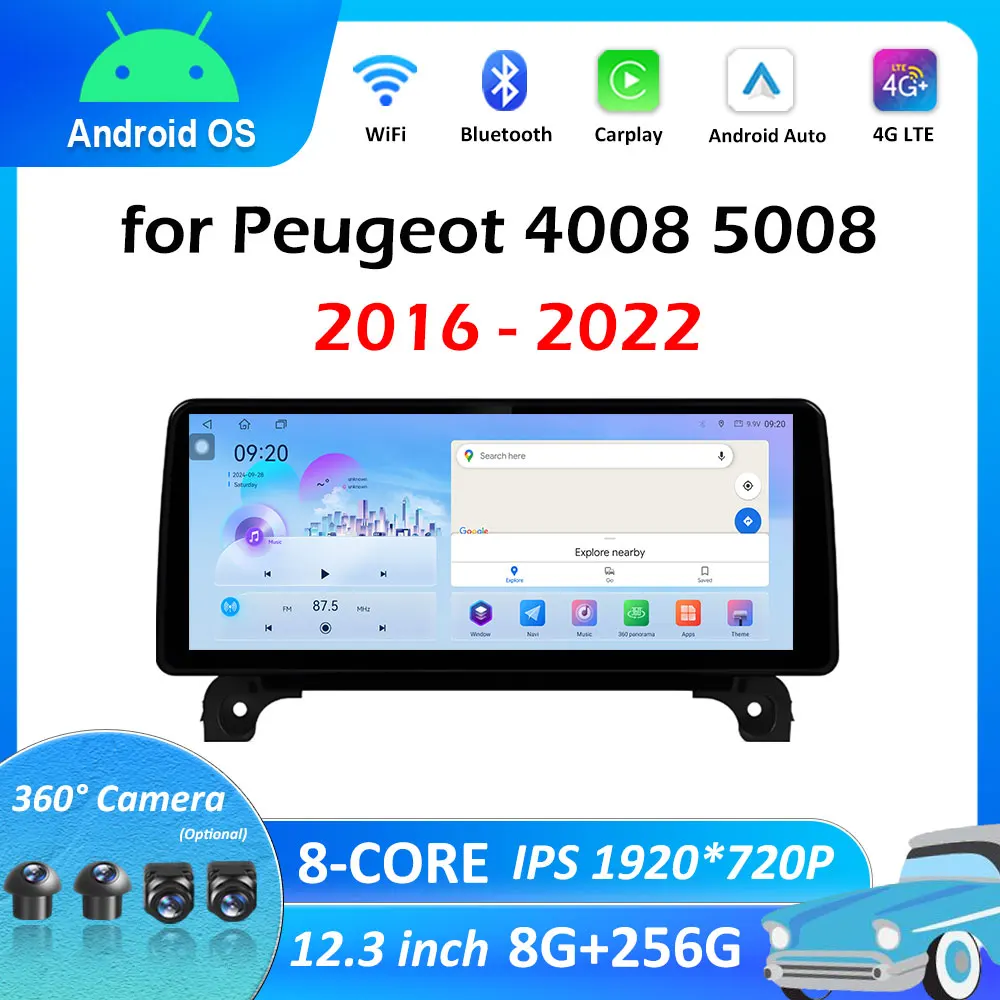 Wireless Carplay for Peugeot 4008 5008 2016 2017 2018 2019 2020 - 2022 GPS Navigation Car Multimedia Video Radio Player No 2 din