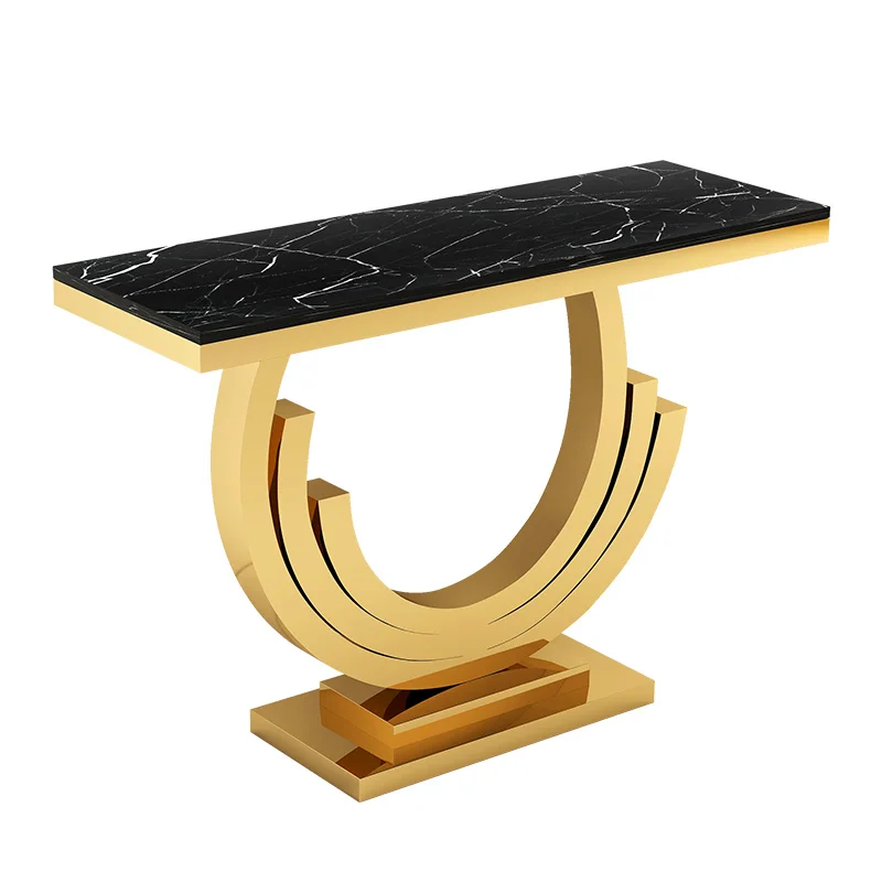 Light luxury entrance table, marble stainless steel semicircle, modern simple aisle into the house