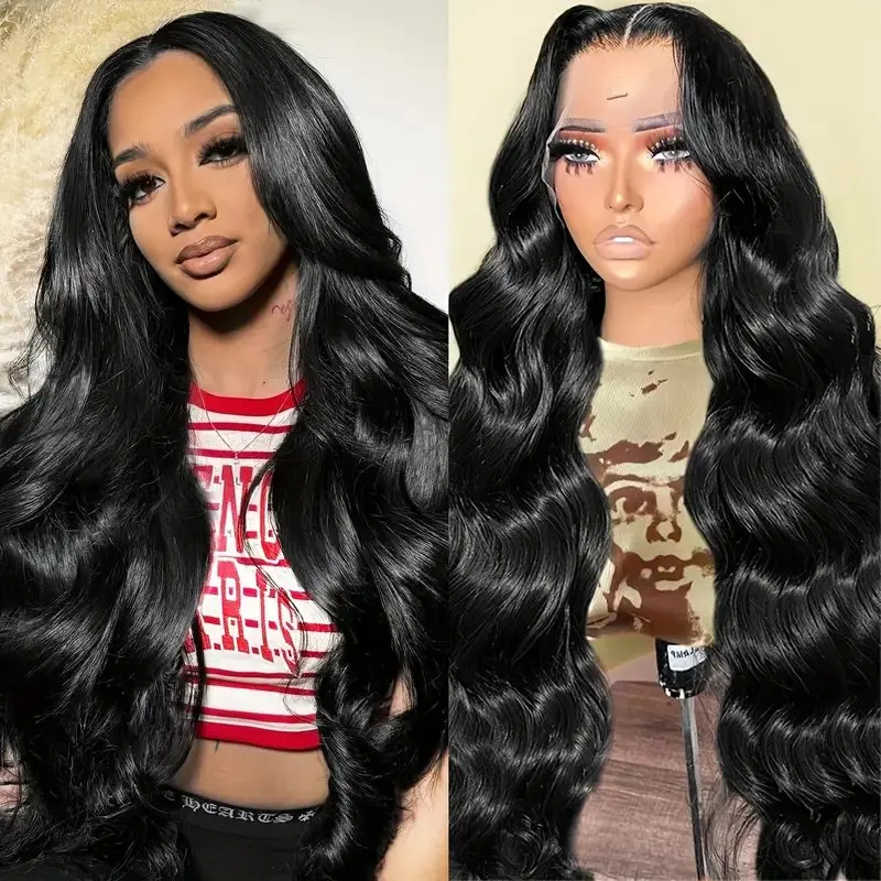 Rosabeauty Body Wave Nature Color 13X6 HD Transparent Lace Frontal Wig 13X4 Front Human Hair Glueless Wig 250% Density For Women