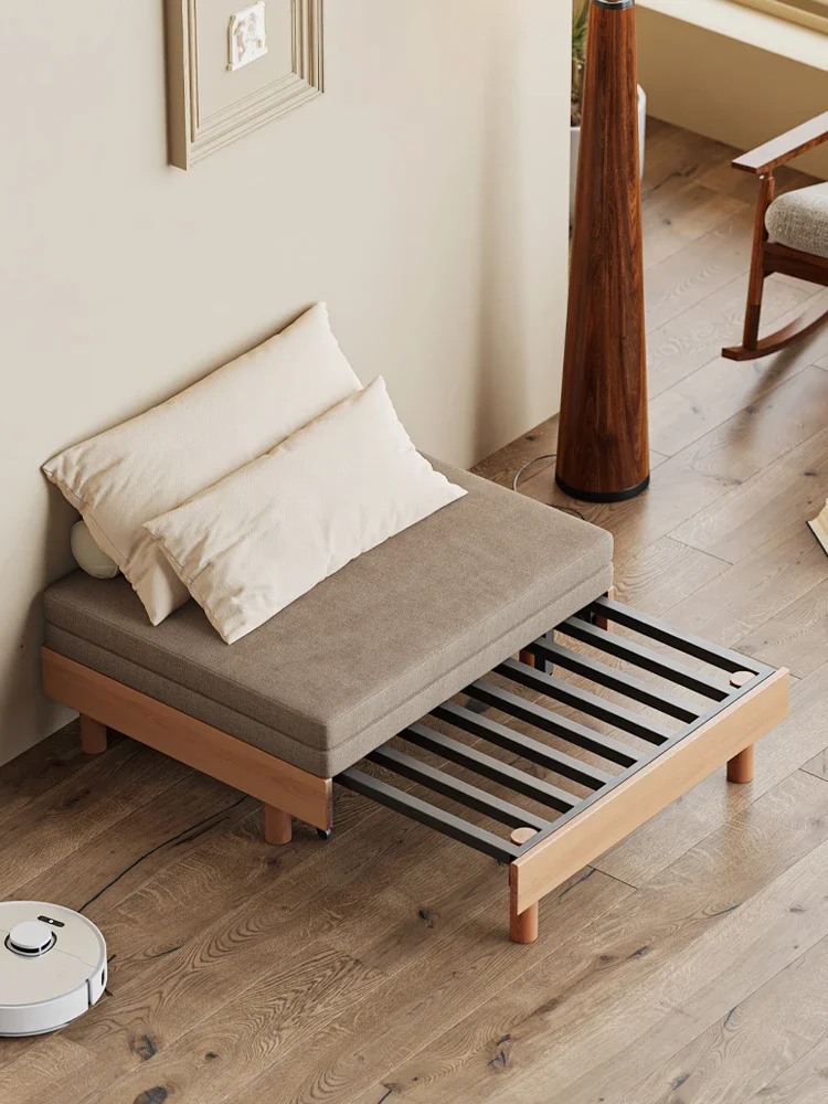 

Solid wood sofa bed dual-purpose small apartment foldable single and double economical push-pull retractable bed