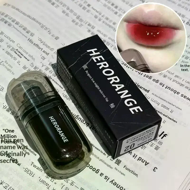 HERORANGE Black Mirror Lip Gloss Lasting Watery Lip Glaze Translucent Dark Brown Red Liquid Lipstick Women Beauty Lip Cosmetics