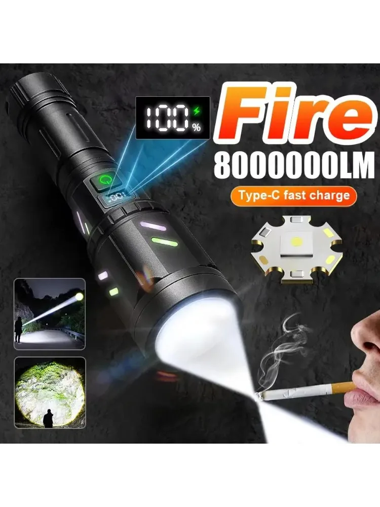 Lampe de poche d'allumage à double lentille Ultra puissante, lampe tactique militaire étanche, torche de Camping en plein air (Bénédiction avec Logo personnalisé)