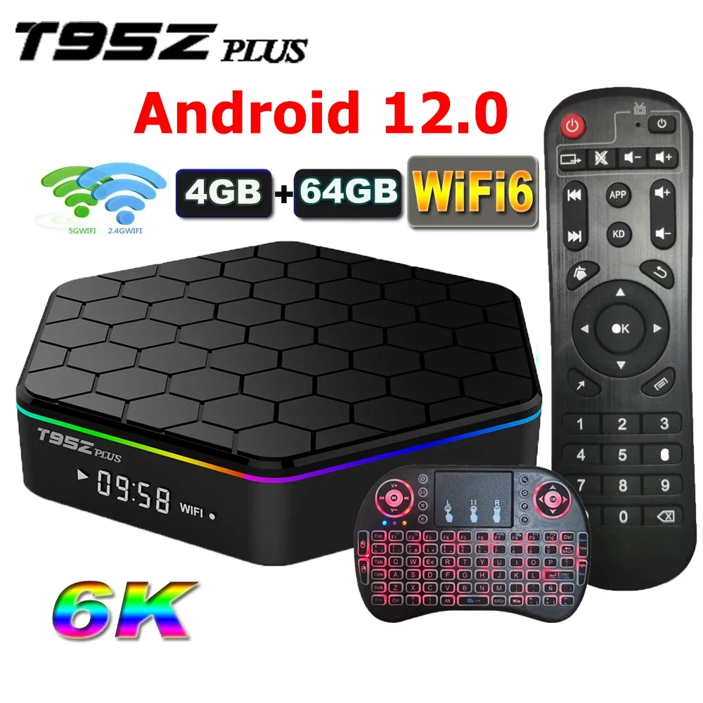 

T95Z PLUS Android Smart Tv Box Android 12 Allwinner H618 2/4GB RAM 32/64GB ROM BT Wifi6 2.4G/5G Wifi HDR 6K Set top box