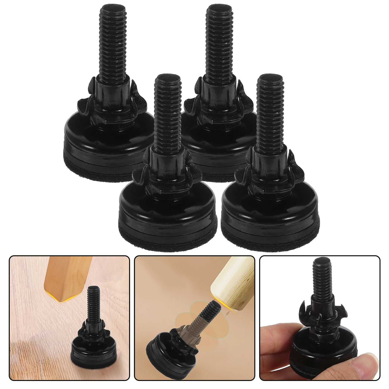 

4Sets Adjustable Furniture Levelers Table Leg Shims Carbon Steel Screw Feet for Chairs Sofas Beds Cabinets with Felt Pads