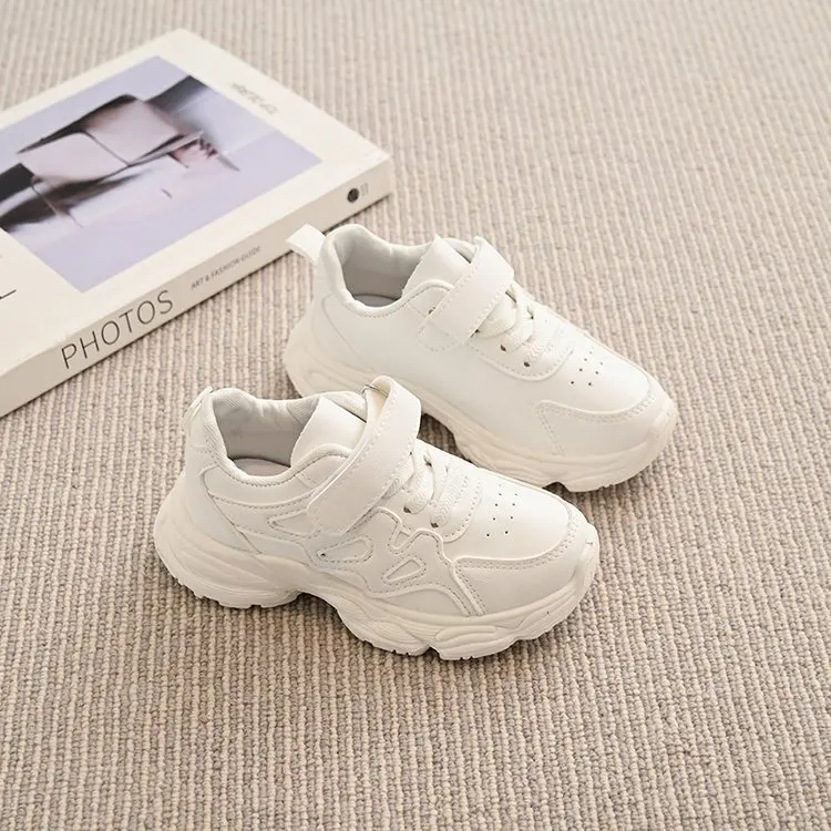

Childrens Spring Autumn New Fashion White Shoes Boys Front Lace Up Sneakers Girls Lightweight Soft Soled Kid Casual Shoes