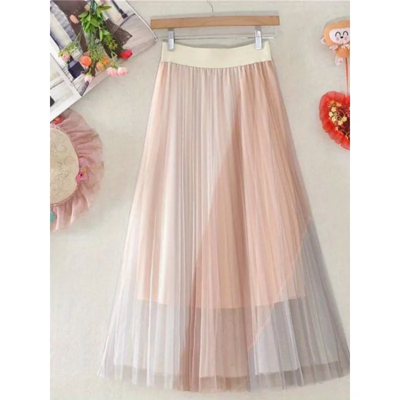 

Women' Lightweight Tulle Tutu/A-Line Skirt with Gradient Pleated layers - Elastic Waist Long tutu Skirt Suitable Bea