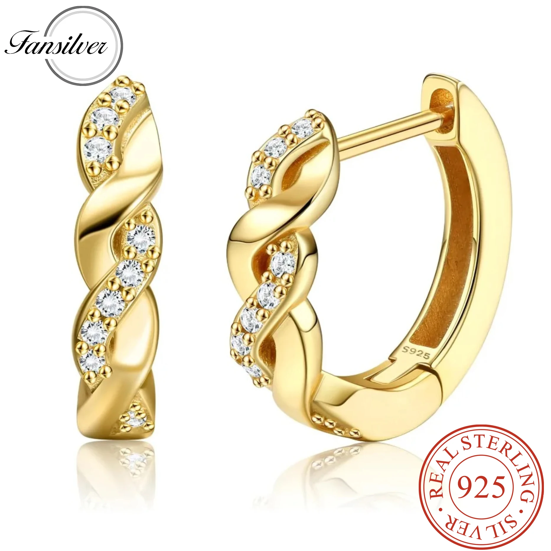 

Fansilver 925 Sterling Silver Hoops Earring for Women CZ 18K White Gold Plated Hoops High Polished Hypoallergenic Hoop Earrings