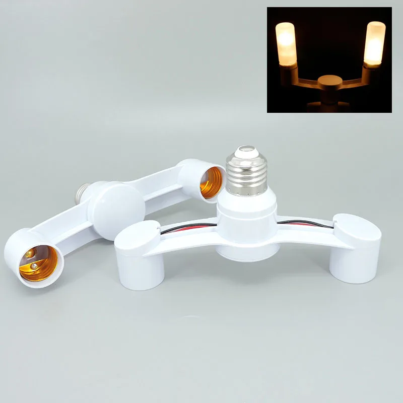 2 Heads Splitter E27 to 2 e27 LED Lamp base Converter Socket Holder led light 2 way bulb power Adapter Lamp Extended Light