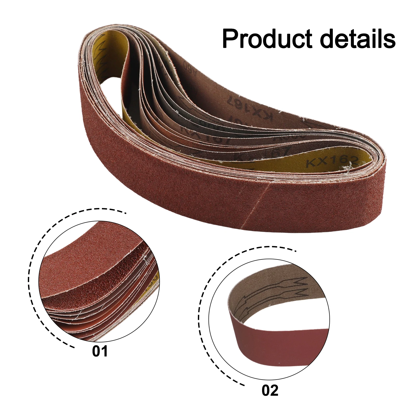Set of 10 Sanding Belts 50x686mm for Metal and Wood Applications Aluminum Oxide Material for Enhanced Performance