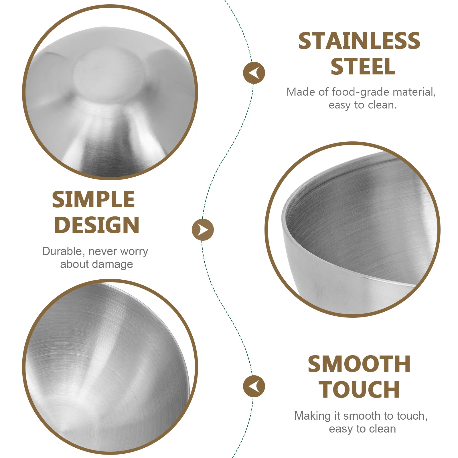 

Premium Stainless Steel Salad Bowl Smooth Touch Multi-Function Fruit Storage Container Practical Dessert Snack Bowl