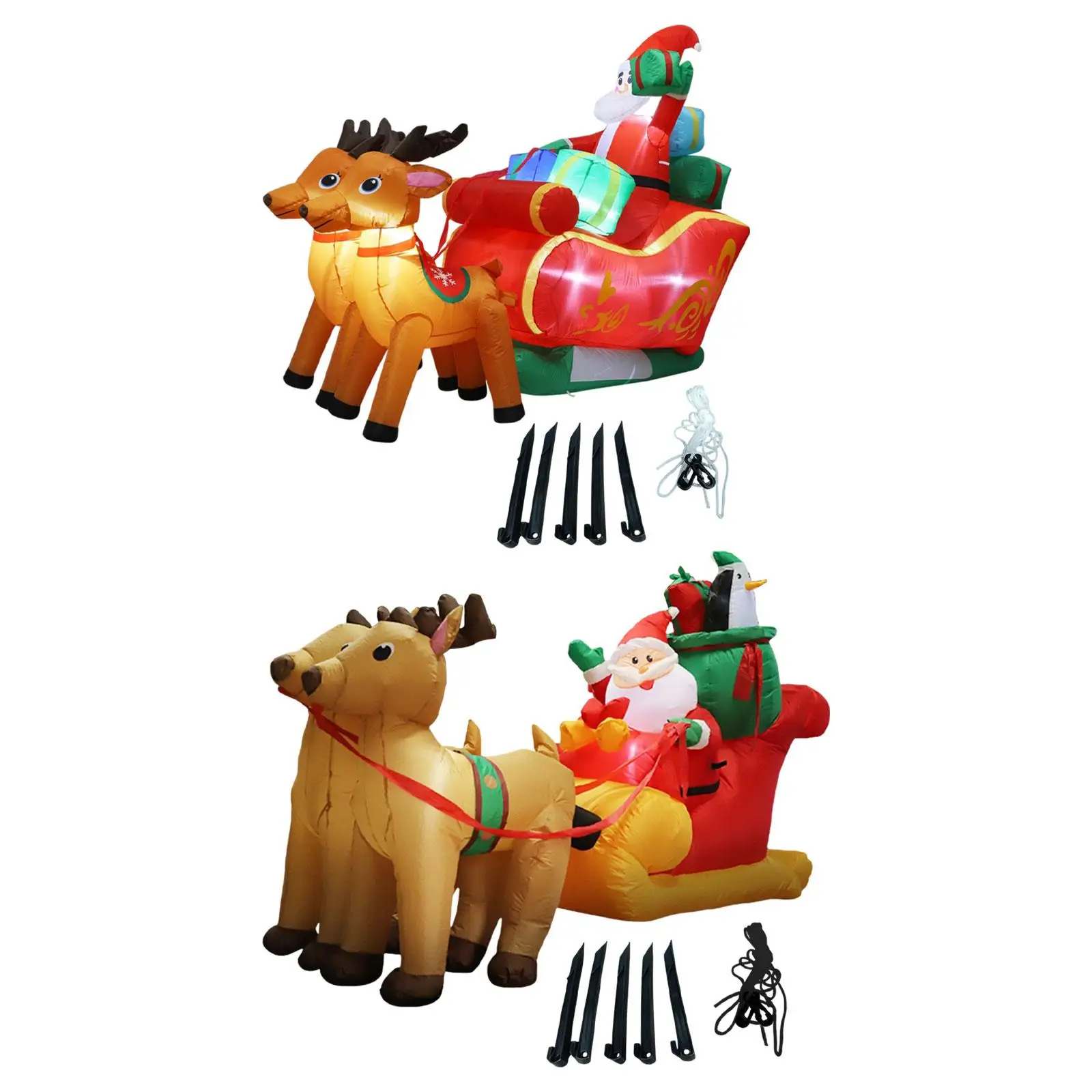 Christmas Inflatable Santa on Sleigh Weatherproof Cute Prop with Gift Boxes Blow up Xmas Yard Decor for Backyard Home Mall