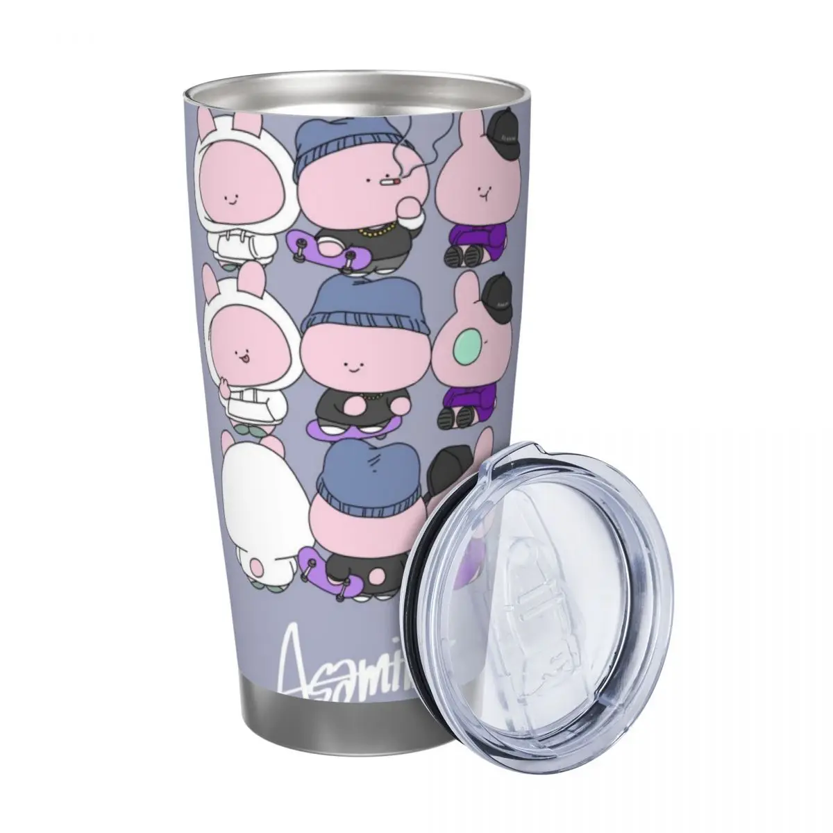 Asamimichaan Cute Asamimi 20oz Stainless Steel Car Mug Straw Thermal Iced Travel Cup Vacuum Insulated Coffee Hot Cup