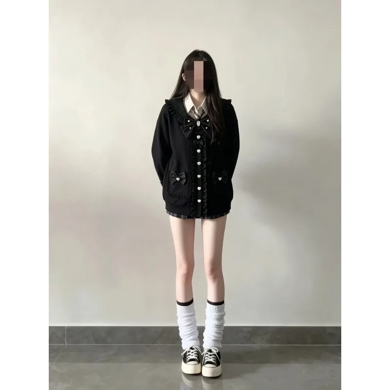 지라이케이 코트 귀여운 일본 스타일 재킷 선원 유니폼 고딕 의상 여성용 가벼운 가을 상의 일상 캐주얼 웨어