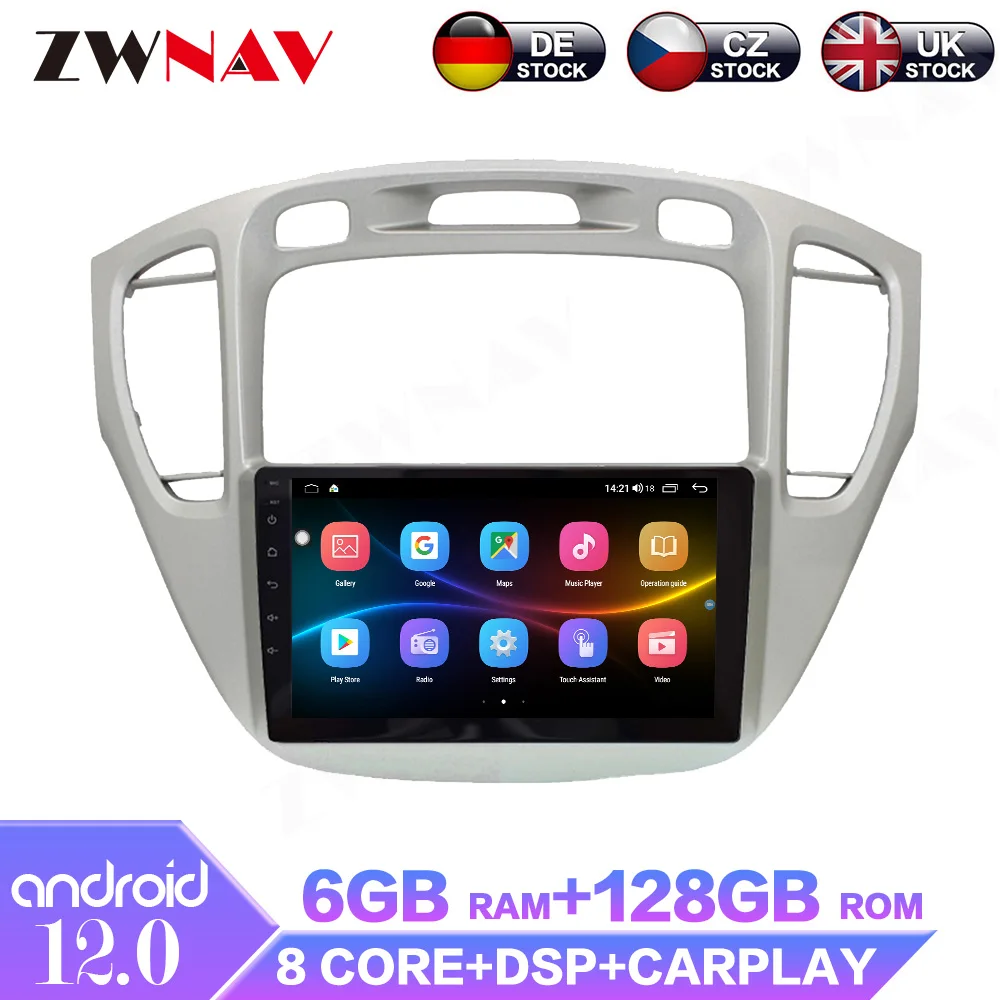 Android 12  6+128G For Toyota Highlander 2000-2007 Car Radio Multimedia GPS Navi Stereo Audio Receivers Player Carplay Head Unit