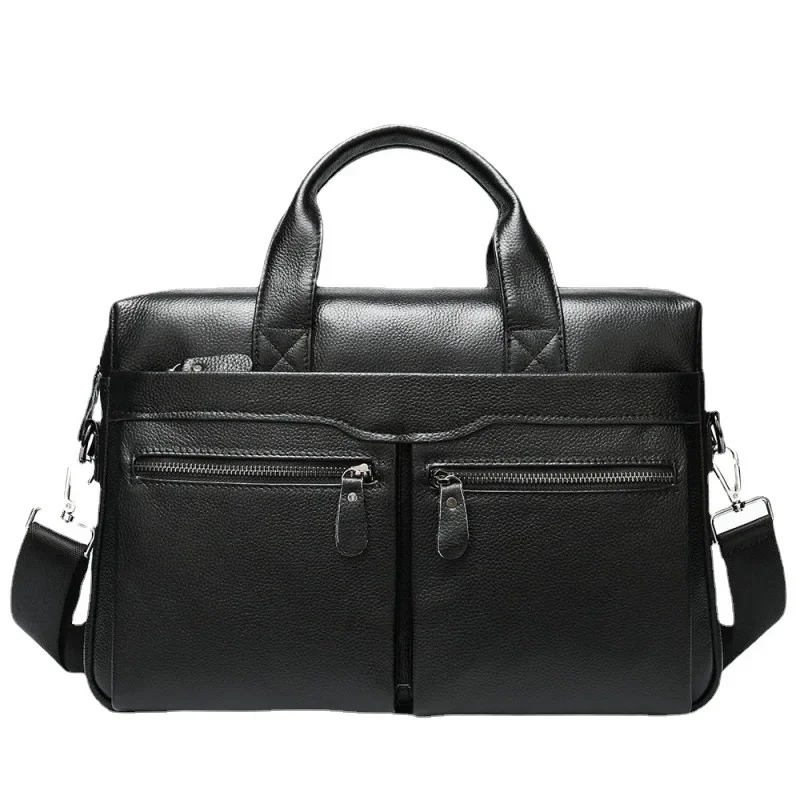 Bolsos de cuero genuino para hombre, maletines de viaje para ordenador portátil de negocios, bolsos de mensajero de alta calidad, bolsos de hombro