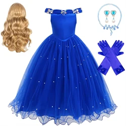 Cinderella Luxury Dress For Girls Off Shoulder Floor Length Gowns Children Princess Theme Party Halloween Cosplay Outfits