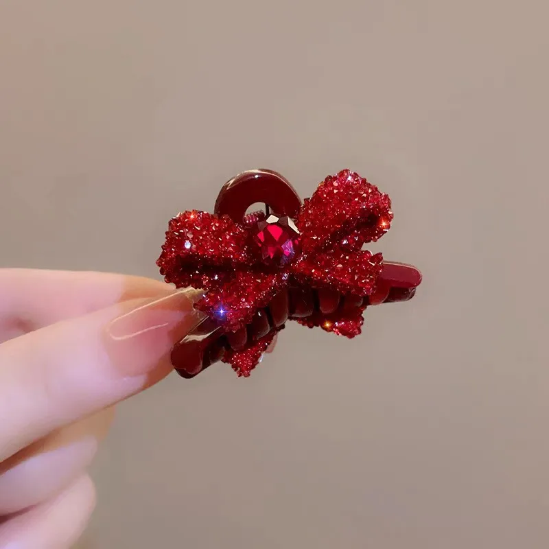 2Pcs Funkelnden Diamant Bogen Clip Kaffee Farbe Licht Luxus Haar Zubehör Feste Seite Clip Dating Pendeln Exquisite Kopfbedeckungen – Detail 9