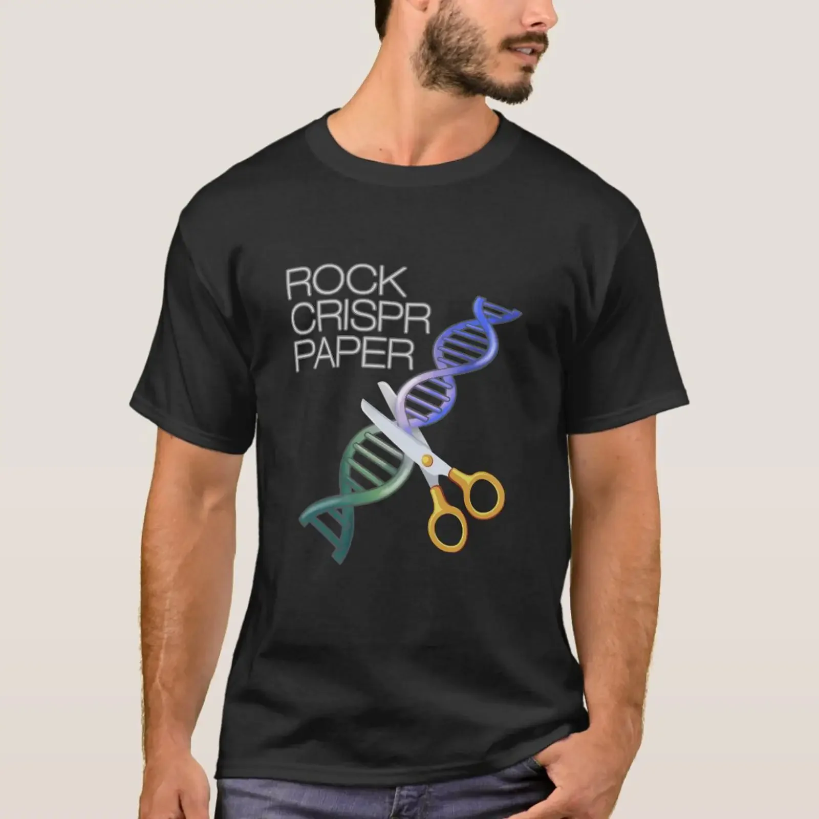 DNA Funny Rock Paper Crispr Genetic Science Race T Shirt vintage Washed Versatile Top For Everyday Wear Comfortable Casual