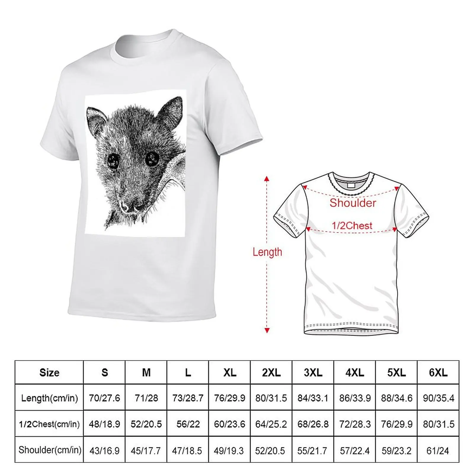 Black Flying Fox Bat In Black And White. T-Shirt summer top sports fans shirts graphic tee men