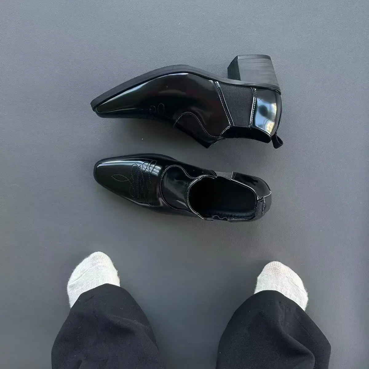 

Wizard One-pedal Commuter Platform Niche Leather Men's Casual Trendy Heightened Pointed Loafers Derby Shoes