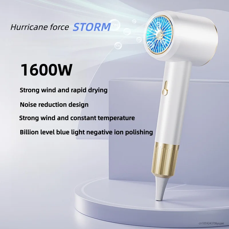 New Strong Wind Power Speed Drying Hair Dryer 1600w High Power Constant Temperature Silent Hammer High Speed Blowing Duct