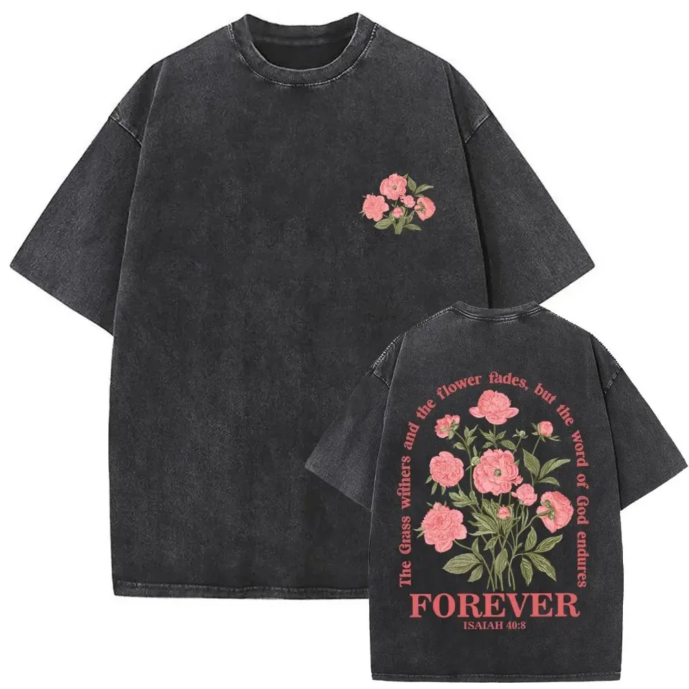 T-shirts vintage délavés pour femmes, motif « Fruit de l'Esprit » chrétien Jésus, décontractés en coton, manches courtes, style streetwear