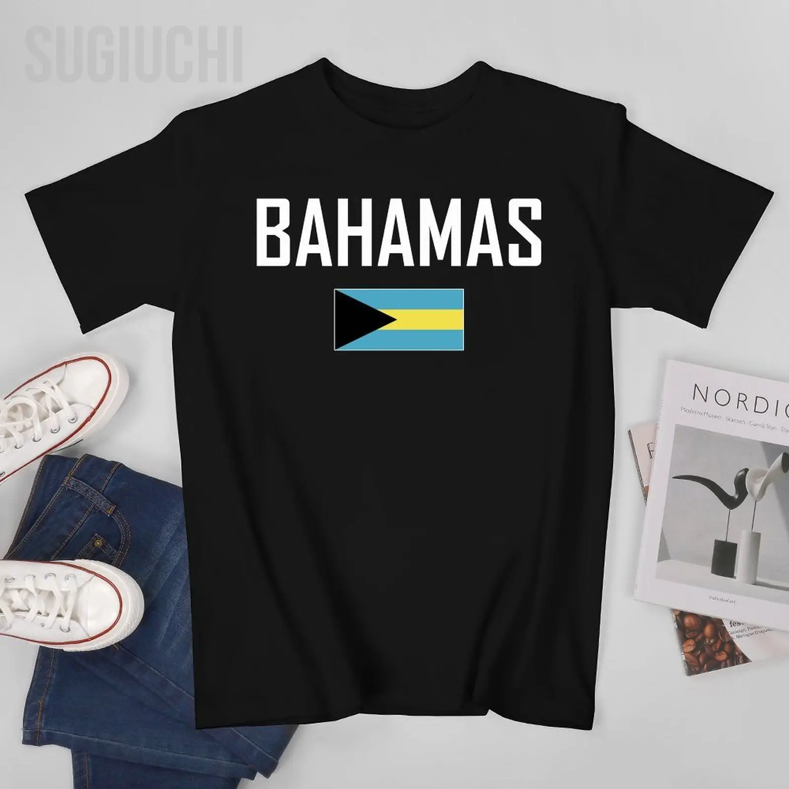 

Мужская футболка унисекс, футболки с флагом и шрифтом BAHAMAS, футболки с круглым вырезом для женщин и мальчиков, одежда из 100% хлопка, больше цветов