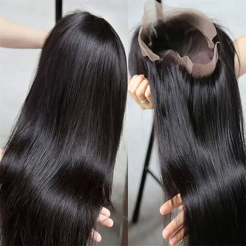 8-30Inch Vietnamese Hair Bone Straight 13x4 HD Lace Frontal Bob Wig with 100% Human Hair Natural Black 210% Density Long Wigs