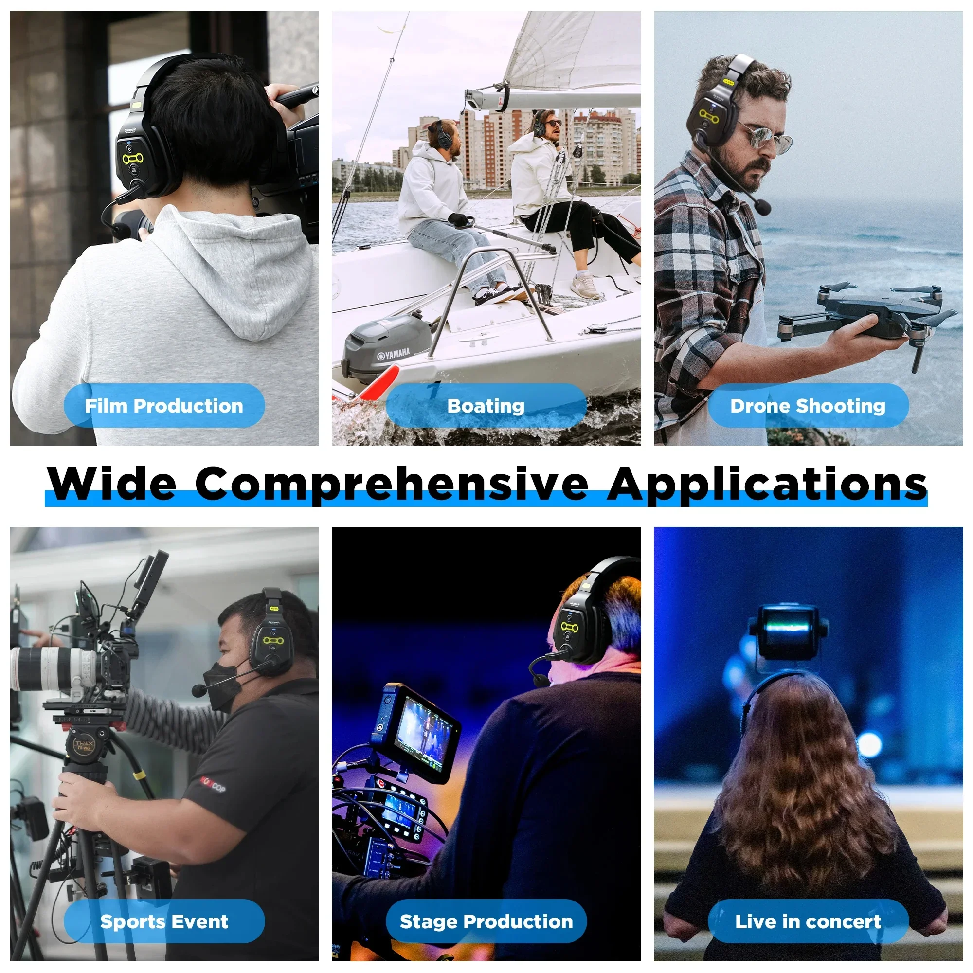 NEW Saramonic Witalk WT9D Full Duplex Wireless Intercom Headset System Team Communication Headsets Microphone for Film Stage Spo