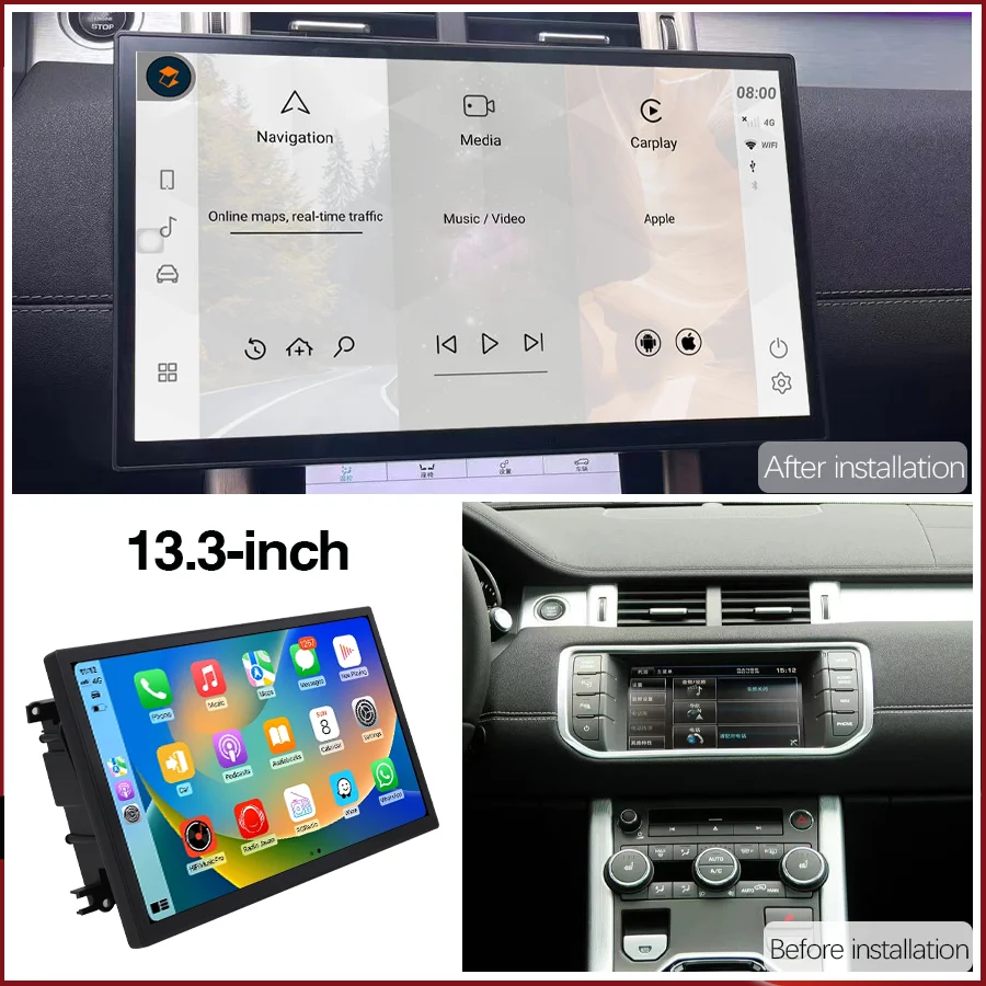 for Android 14 2012-2018 Land Rover Evoque L538 Qualcomm Smart Radio Carplay  Screen Multimedia Player Bosch and Harman