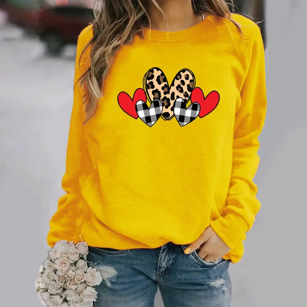 Valentine\'s Day Love Printed Crewneck Hoodie Women\'s Dress Sweatshirt  Aesthetic  Sweatshirts  Streetwear Women