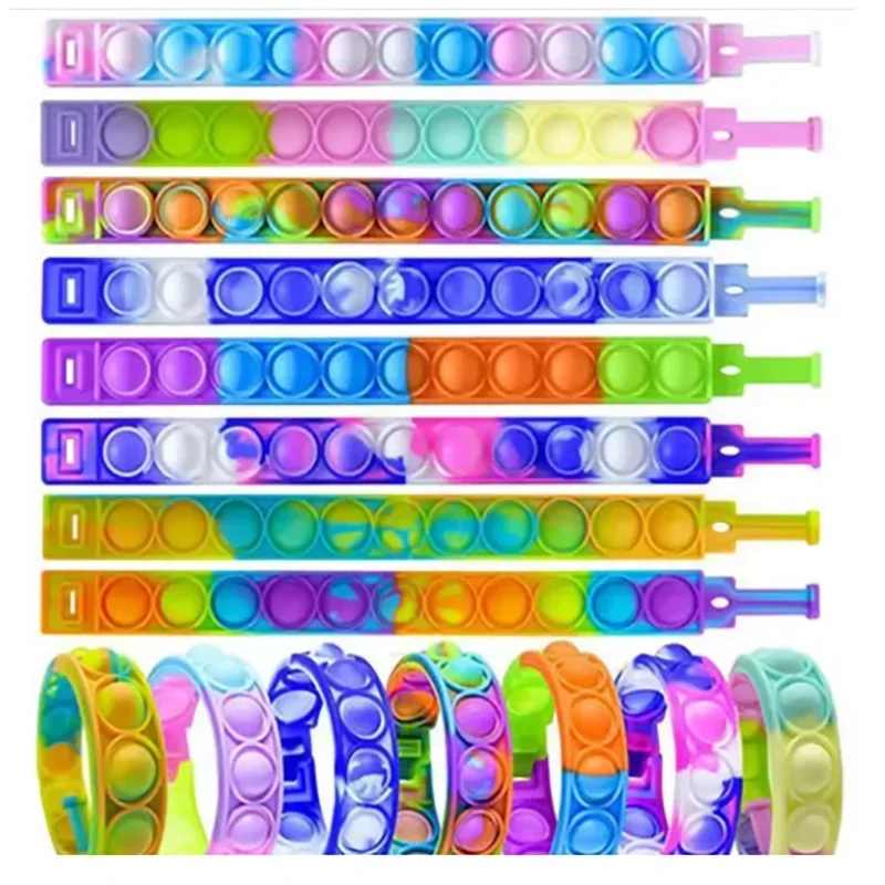 

1-30 шт. Браслеты-антистресс Pop It: сенсорные игрушки для снятия стресса, подарки для детей на вечеринки