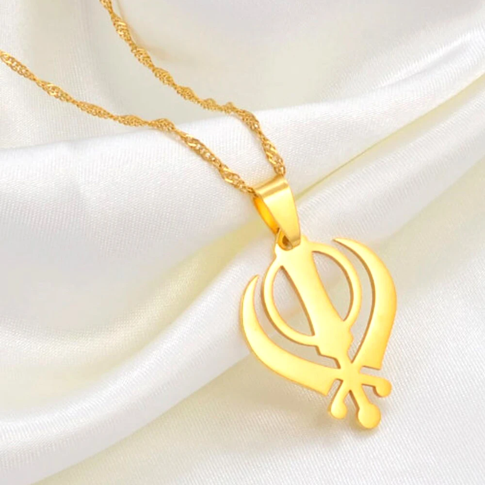 Sikh Khanda Pendant Necklace, Personalized Charm Necklace, Fashion Sikh Khanda Pendant, Women Men's Jewelry Gift