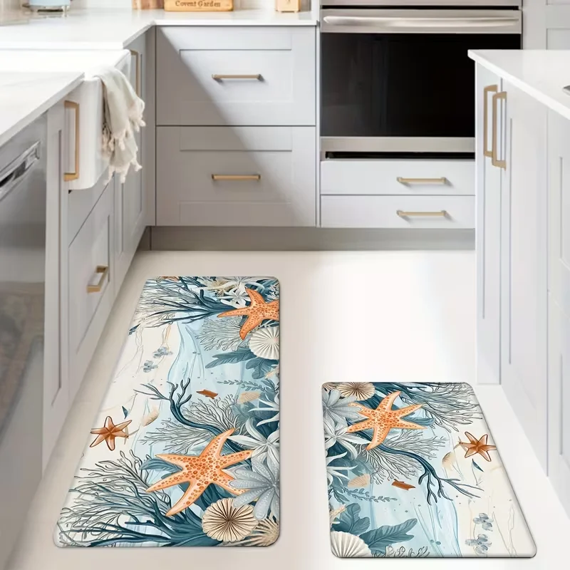 Sea Star Starfish Küchenmatten, rutschfeste Steh-Läufer, Teppiche für Küche, Waschbecken, Waschküche, Badezimmer, Frühlingsdekoration