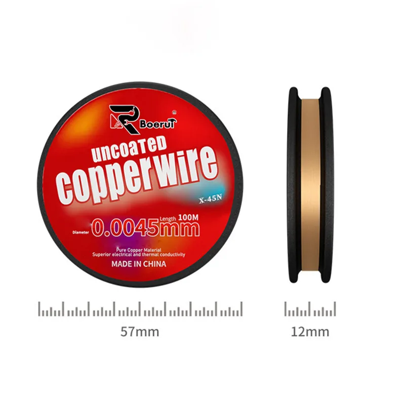 B&R X-45N 0.0045mm 100m Reworking Uninsulated Copper Wires Superior Electrical Thermal Conductivity Phone LCD CPU Flying Line