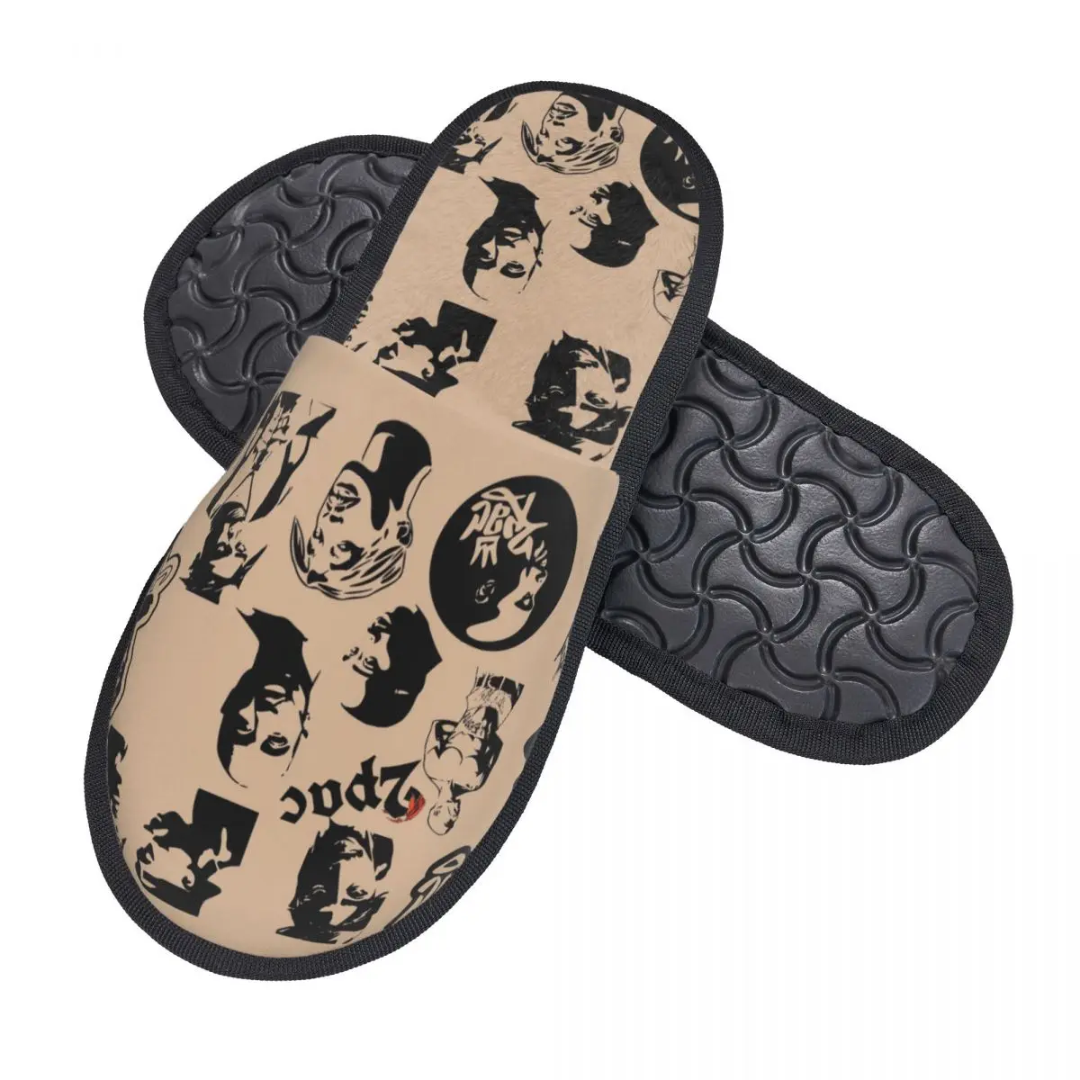 Custom Print Women Rapper Tupac 2P-pac Hip Hop House Slippers Soft Warm Memory Foam Fluffy Slipper Indoor Outdoor Shoes