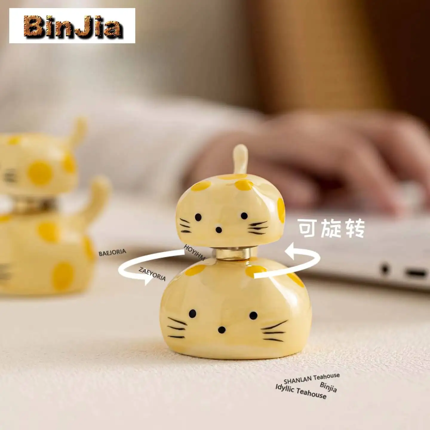 Stackable Cat Rotating Tea Pet Boutique Tea Spirit Tea Figurine Play Toys Tea Statue Ornaments Can Be Raised Teaware Decoration
