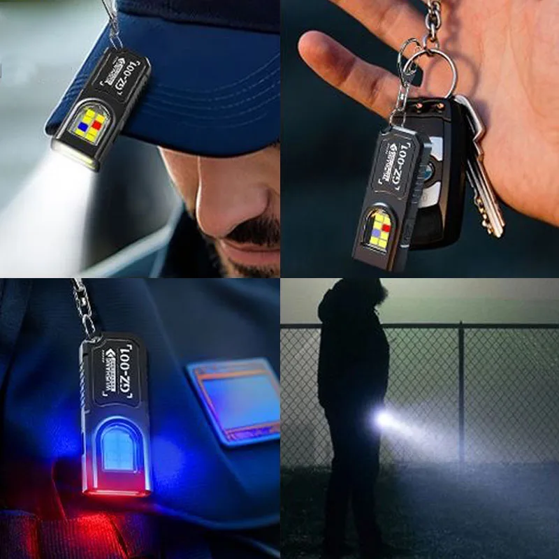 Multifunctional Mini COB LED Keychain Flashlight USB Rechargeable Hat Clip Lamp Work Light Keyring Camping Walking Pocket Lamp