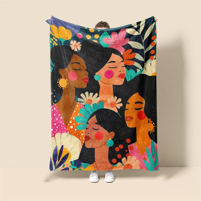 Morandi Color Blanket Abstract Botanical Graffiti Design Scandinavian Minimalist Sofa Blanket Cafe Home Dual Purpose