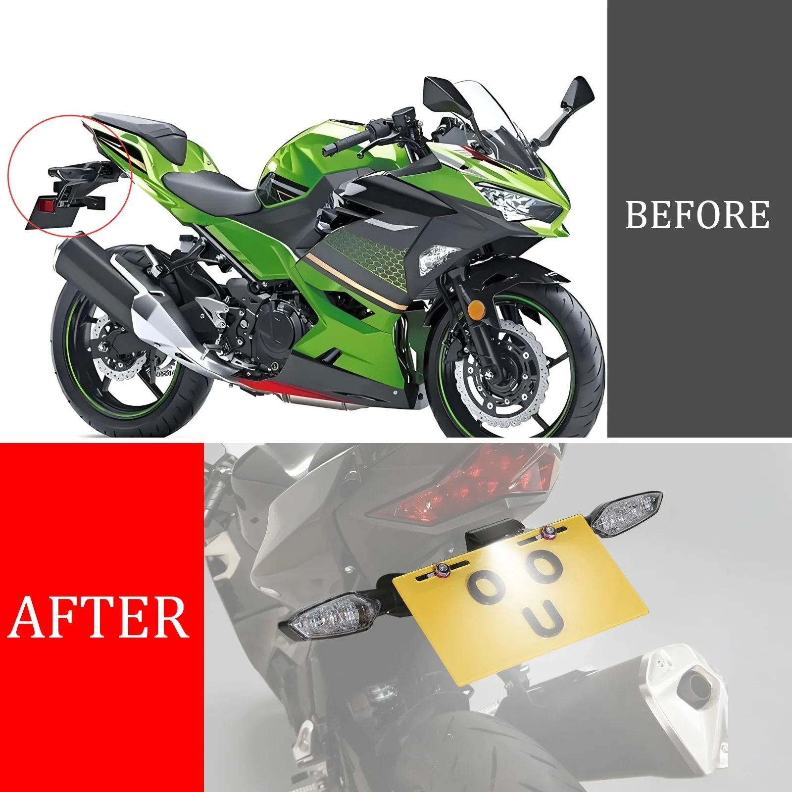 NINJA 500 Fender Eliminator LED Turn Signal For KAWASAKI NINJA 400 Z500/400 Z300 Accesorios Moto License Light/Numbe Plate Light