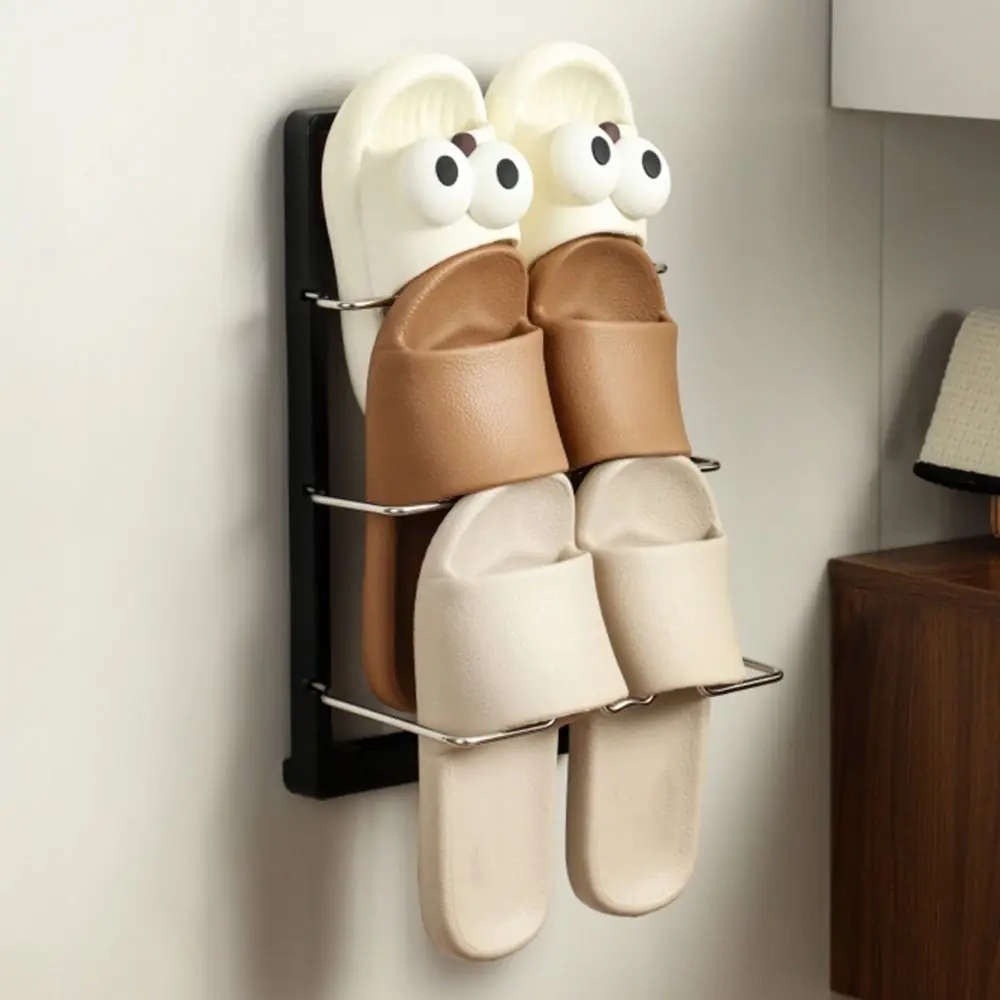 

Suction Cup Kitchen Organizer Rack 3 Layers Non-slip Bathroom Shoe Rack Space-saving Household Hanging Shoe Storage Shelf