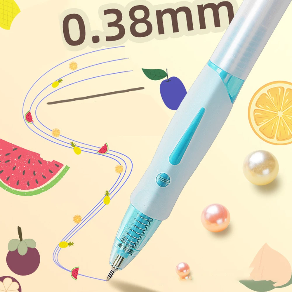 Fruit Flavored Retractable Ball Pen 0.38 MM Blue Ink Ballpoint Pens For Writing Refills Office Accessories Learning Stationeries