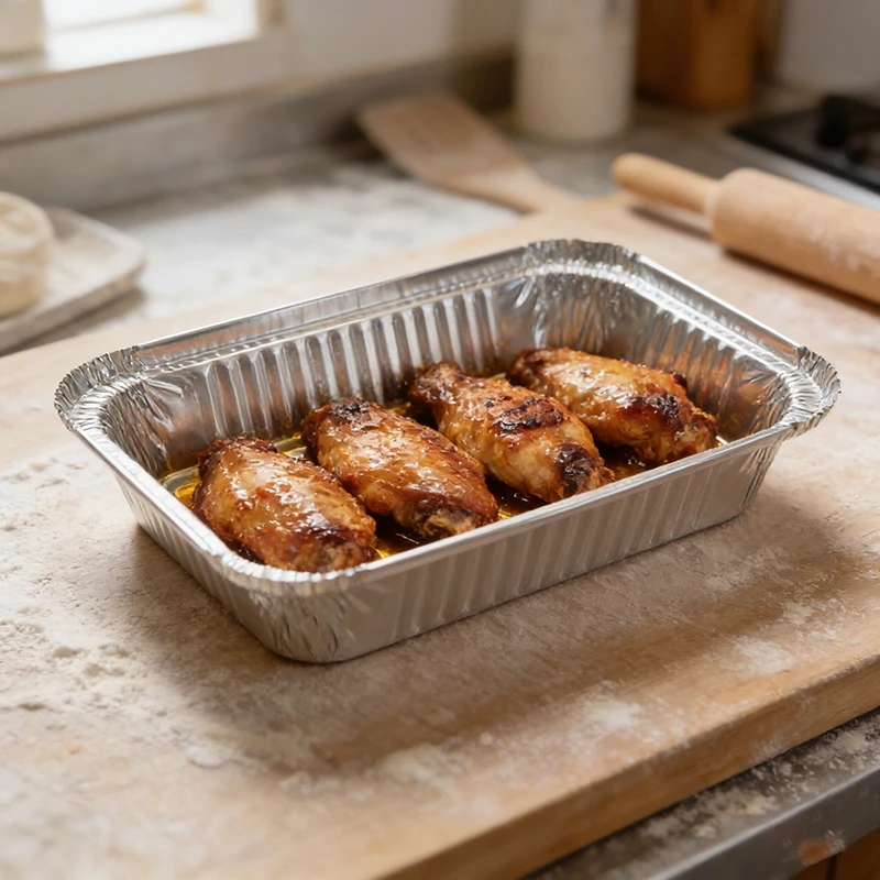 850ml Rectangle Aluminum Foil Container Disposable Food Tray Baking Pan BBQ Roasting Box with Lids Kitchen Catering Supplies