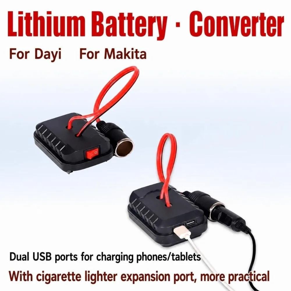 Dual USB Port Lithium Battery Converter Tool Battery Fit Power Output Port Battery Power Adapter for Makita for Dayi