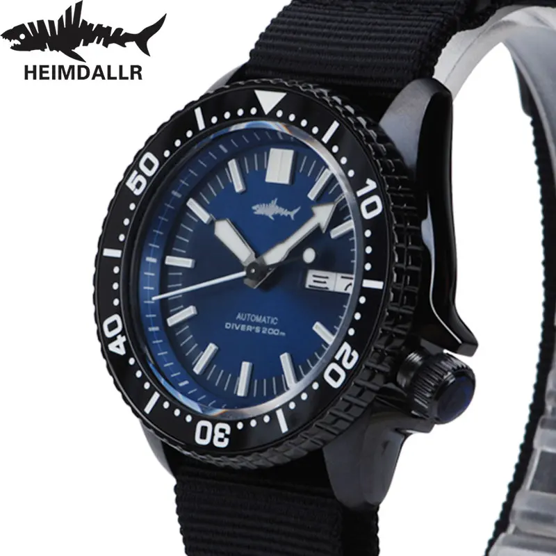 HEIMDALLR Sharkey SKX007 Herren-Mechanische Uhr, PVD-beschichtetes Gehäuse, 20 Bar wasserdicht, Saphirglas, BGW9, leuchtende NH36-Automatik-Taucheruhr