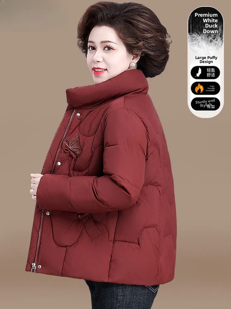 

Новая китайская утепленная женская зимняя куртка-пуховик красного цвета для женщин среднего возраста, модная, из утолщенного полиэфирного волокна