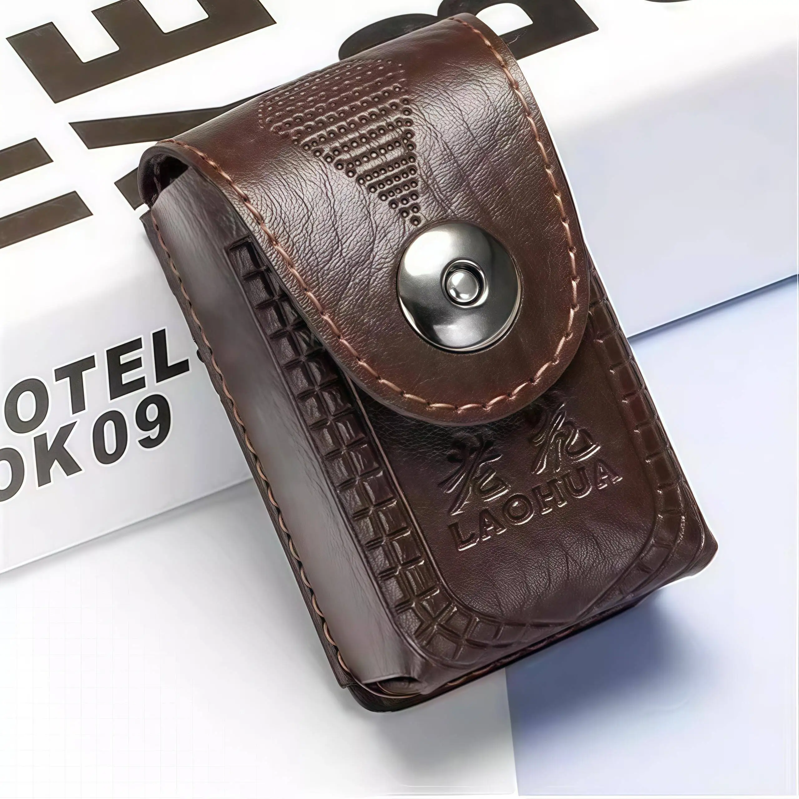 新しいメンズ眼鏡ケース革ヘッド層牛革本物の感触昔ながらのメガネ耐圧着用可能なベルト吊り下げウエストバッグ