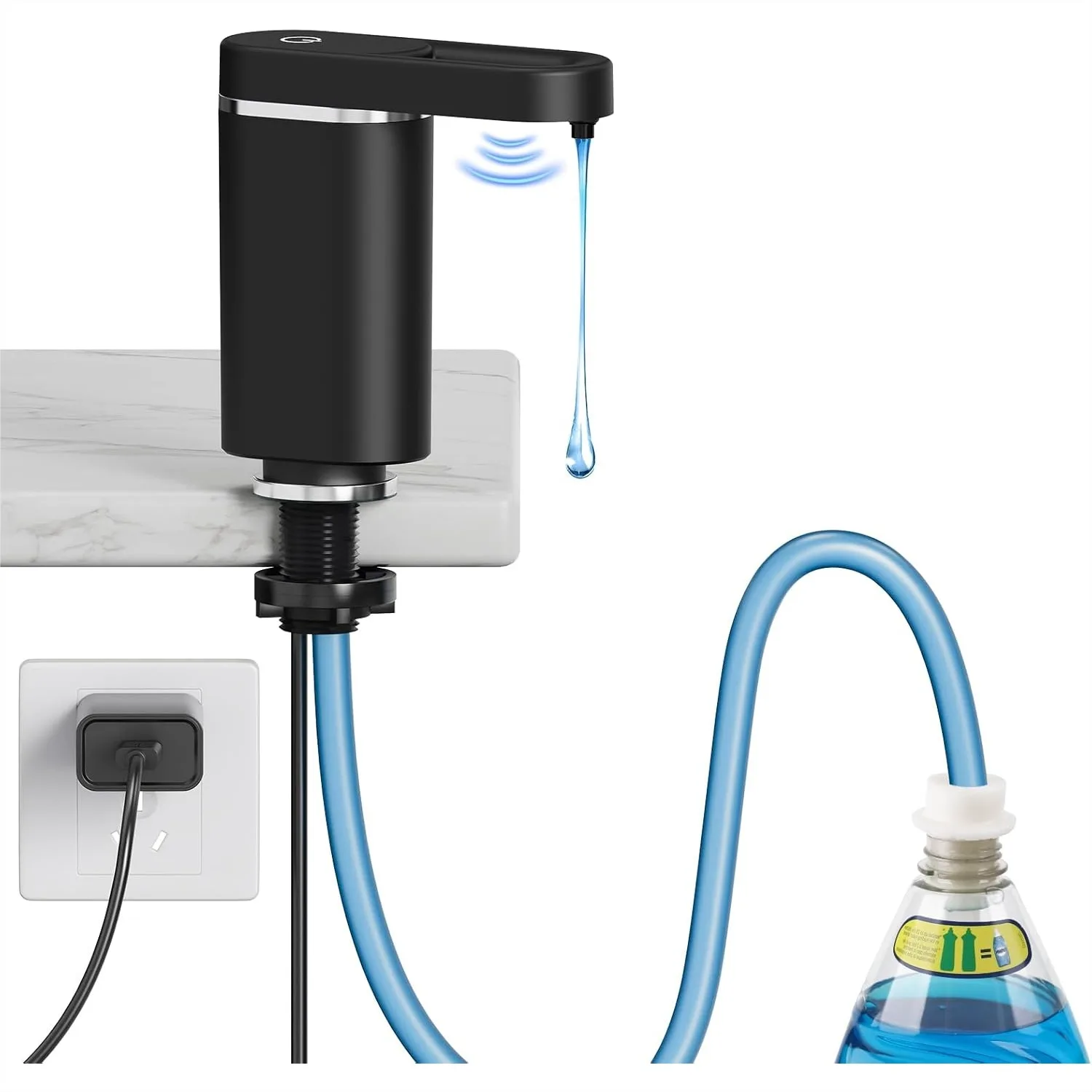 

Touch-Free Automatic Dish Soap Dispenser for Kitchen Sink, Plug-in Powered, Leak-Proof, Easy Install, Universal Fit for